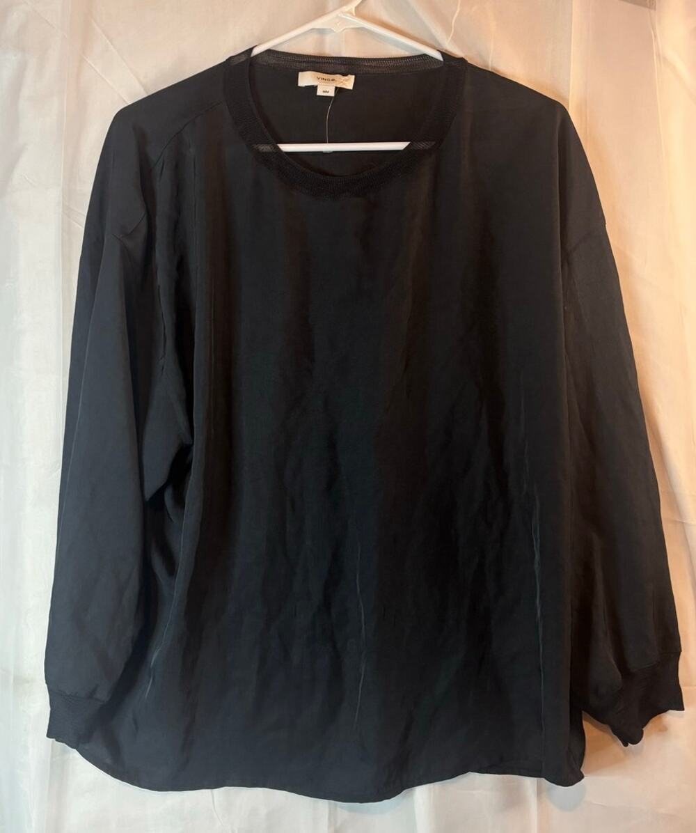 Vince Long Sleeve Black Blouse Top Size Medium